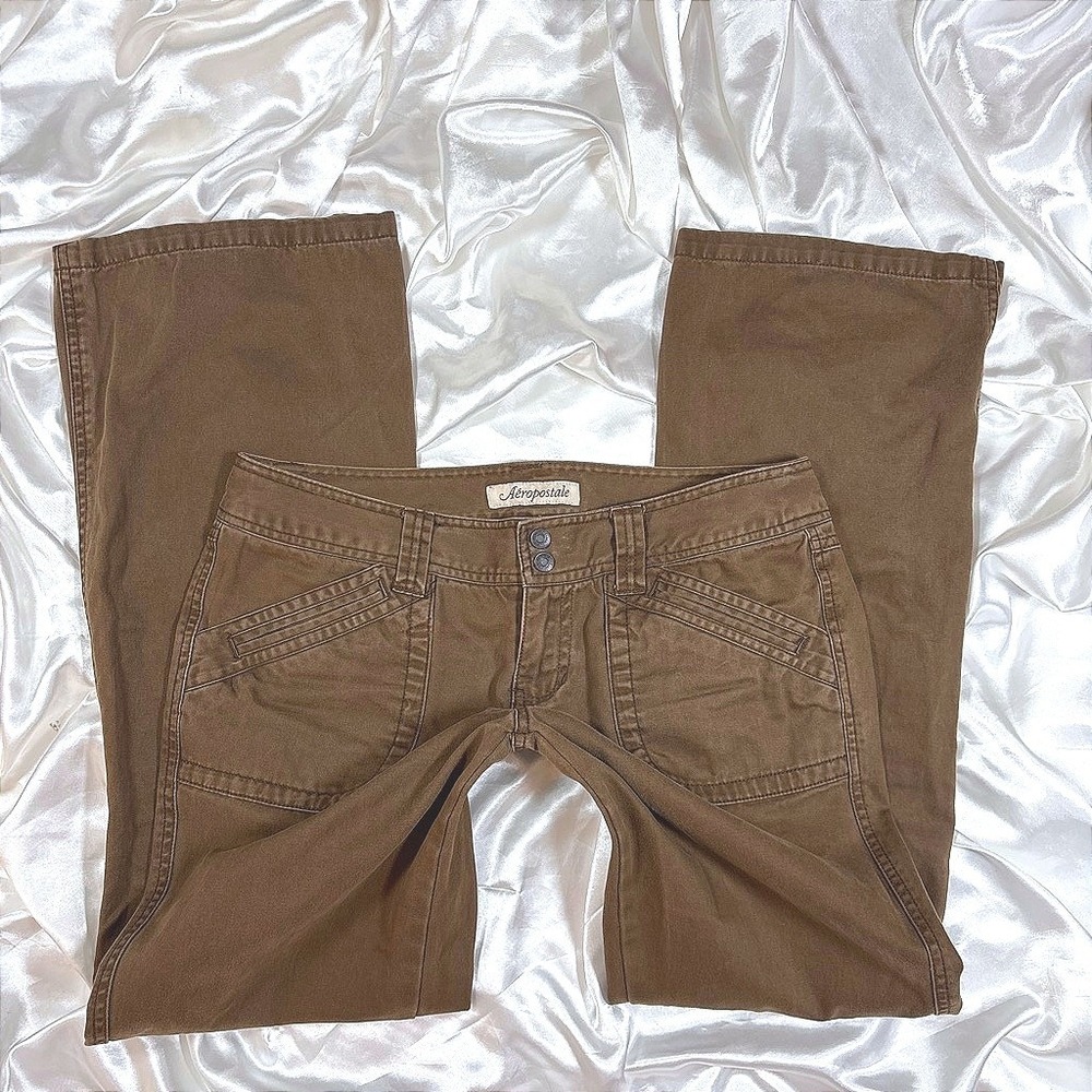 y2k Aeropostale Pants Brown Excellent Low Rise Cargo Wide Leg 7/8R